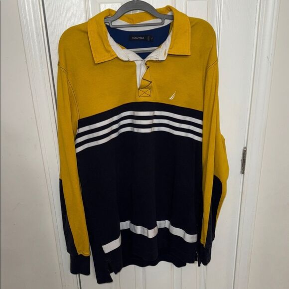 Nautica Men's Yellow blue  Striped Shirt - Picture 1 of 13
